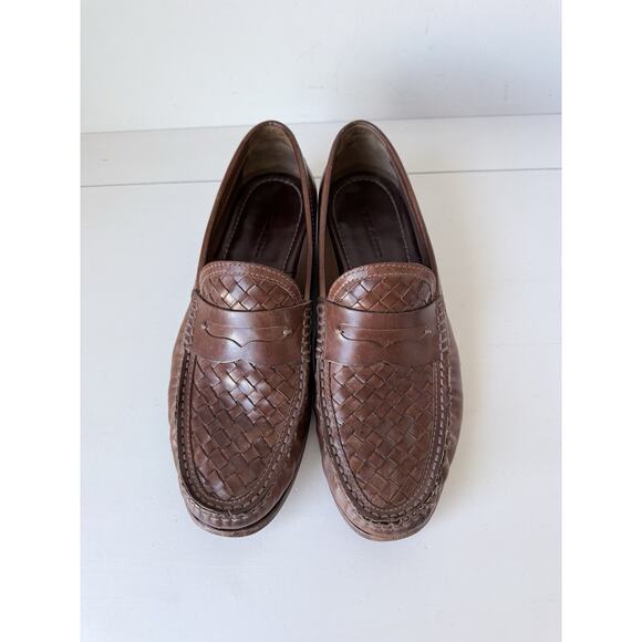 H.S TRASK Men\'s Hand Sewn Penny Loafers Shoes Size 11 M WovenLeather Slip-On main image 4